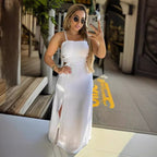 Women's Backless Cami Cutout Slit Maxi Dress