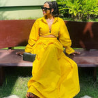 Women's Bell-Sleeve Polo Maxi Dress