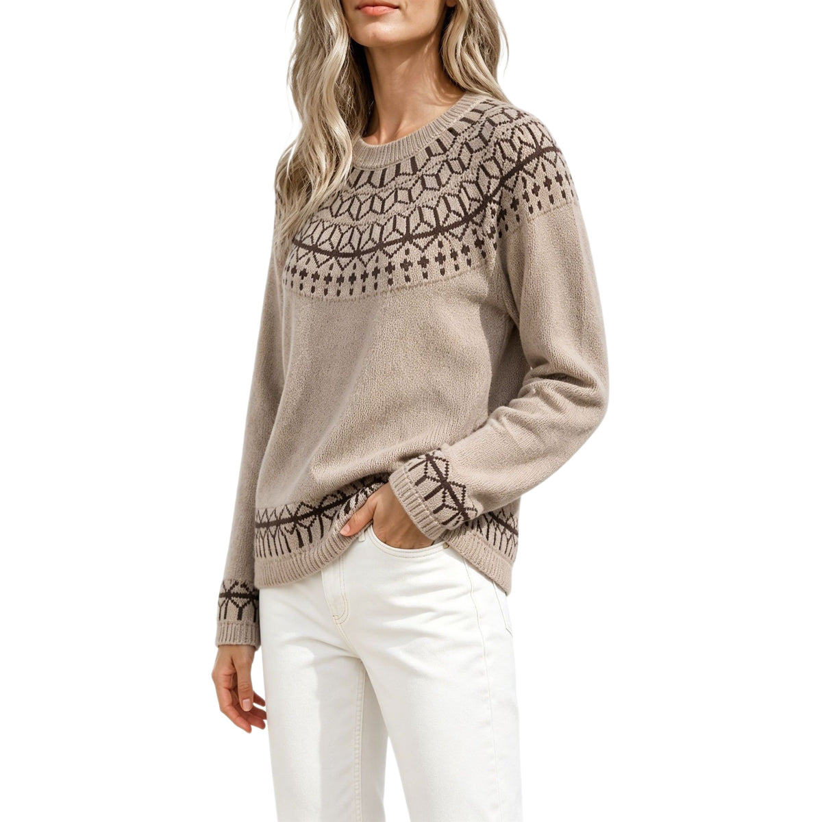 Women's Geometric Jacquard Knit Sweater