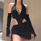 Women's Summer Backless Halter Hollow Coordinated Two-Piece Set