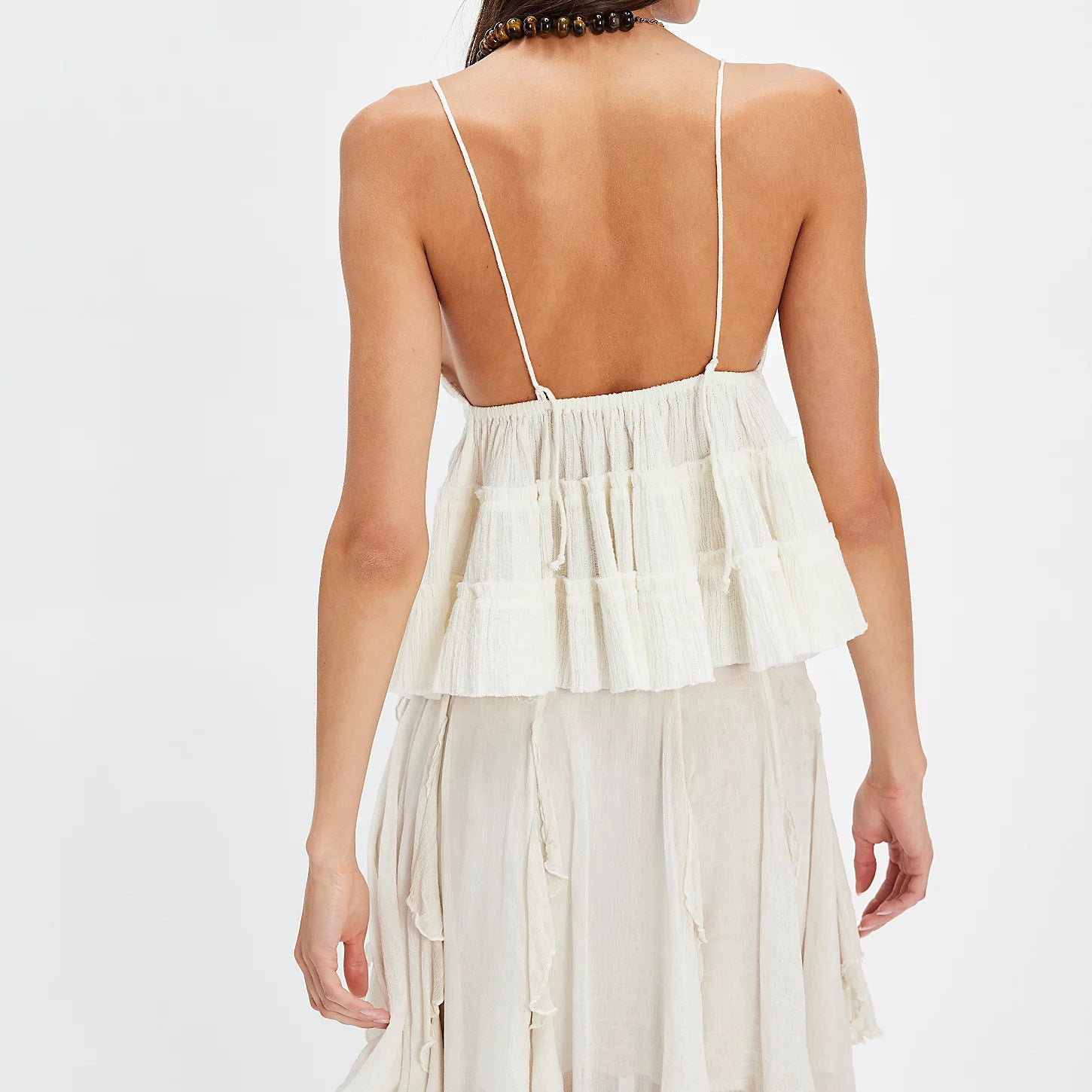 Summer Women Clothing Sexy Sling Mesh Embroidery Sheer CO