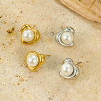 Pearl Heart Stud Earrings