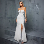 Women's Tube Top Evening Dress V Neck Fishtail Gauzy Gown Cocktail Party Annual Party Little Dress
