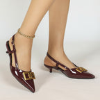 Women's Patent Slingback Kitten Heels