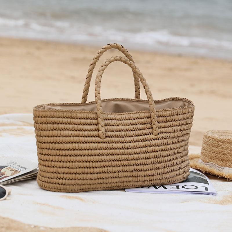 Women's Woven Straw Beach Bag