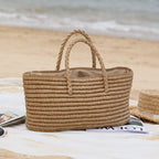 Women's Woven Straw Beach Bag
