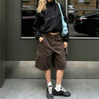 Sports Loose Straight Office Casual Tooling Pocket Women