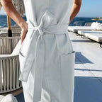 Women's Square-Neck Belted Split Sleeveless Maxi Dress