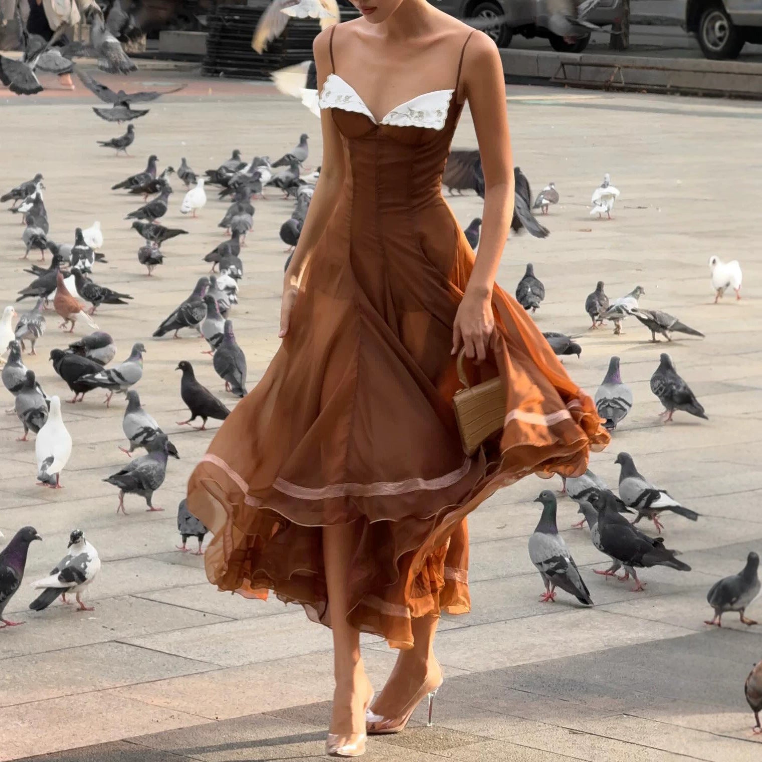 Women's Contrast Lace Slip Dress