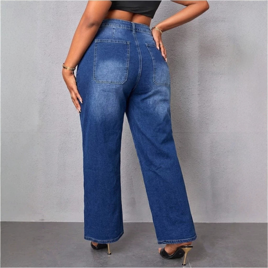 Women Clothing Retro Washed WL Jeans HW Loose Fitting Women