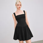 Women's Square-Neck Backless A-Line Mini Dress