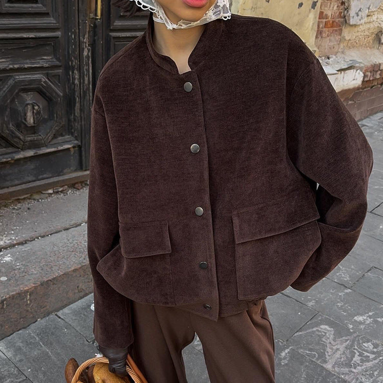 Stand up Collar Long Sleeved Jacket Office All Match Single