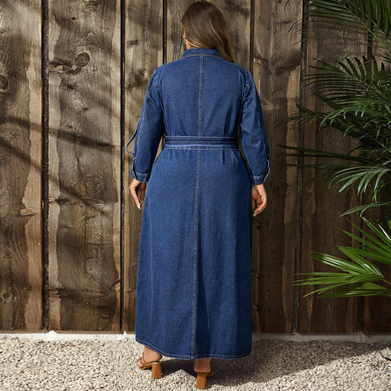 Women's Plus-Size Denim Button-Front Dress