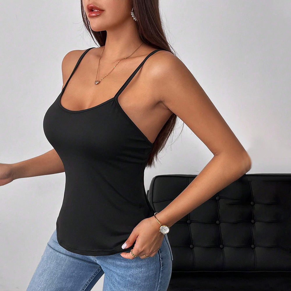 Women’s U-Neck Backless Spaghetti-Strap Top