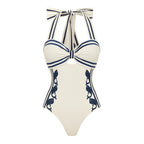 White Halter Strap One-Piece Swimsuit