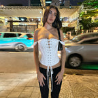 Spring Summer Sexy Waist Girdling Band off Shoulder Tube