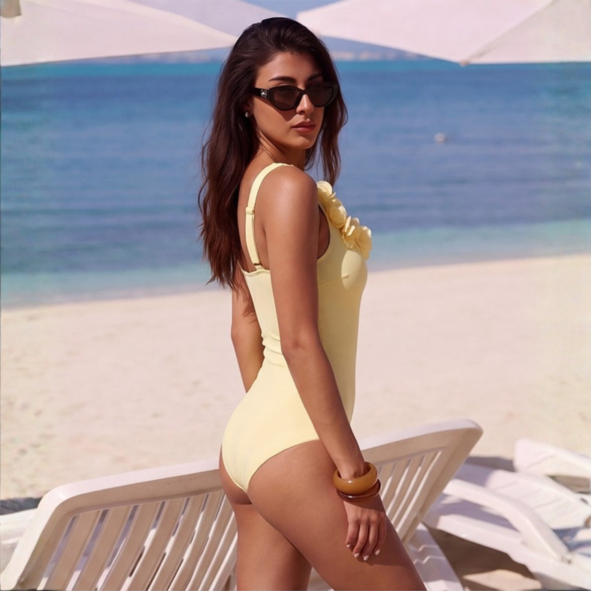 Women's Floral Spaghetti-Strap One-Piece Swimsuit