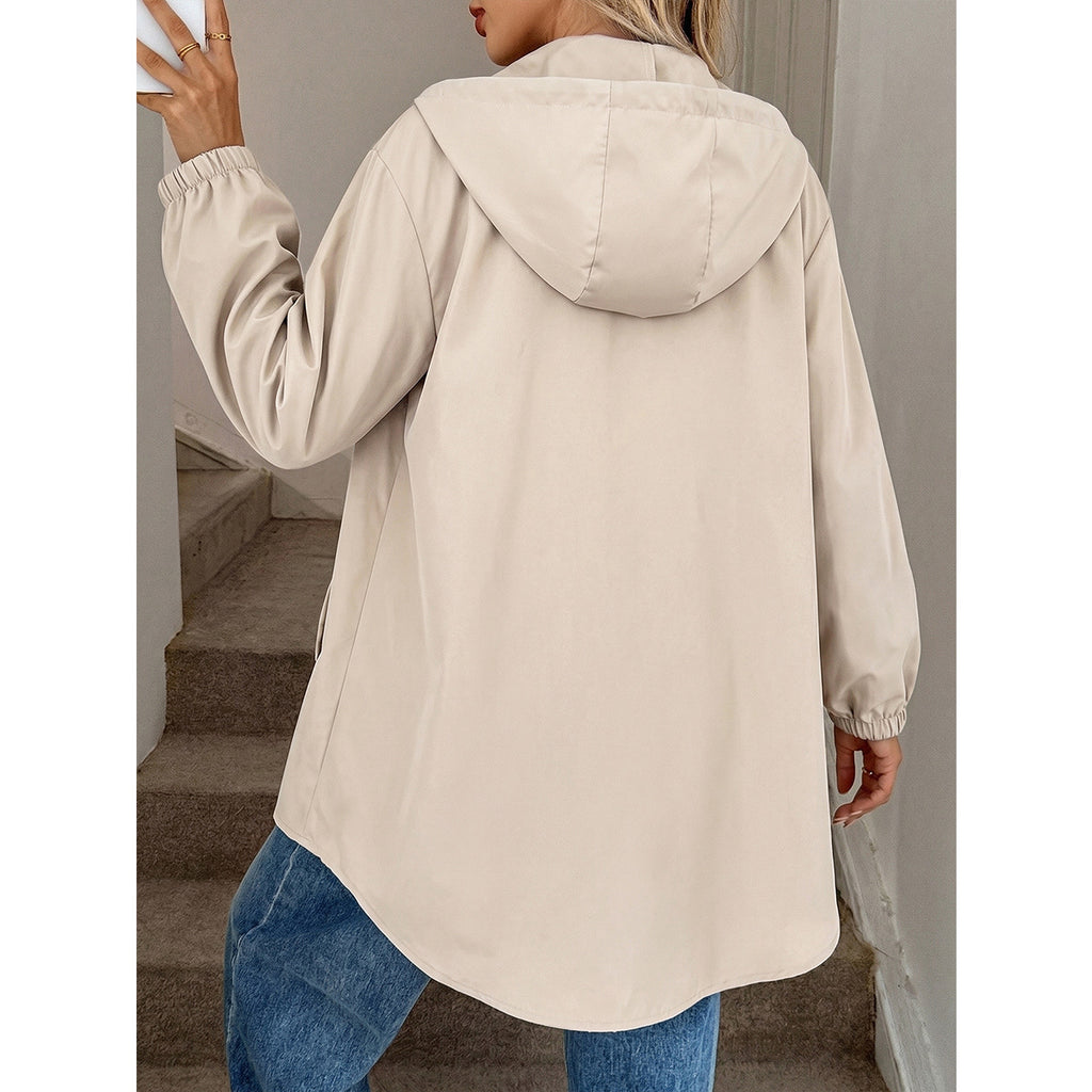 Plus Size Hooded Trench Jacket