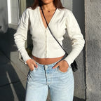 Women's Diyun Casual Office Button Solid Color Base Sweater