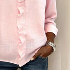 Women's Ruffle-Detail V-Neck Long-Sleeve Blouse
