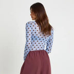 Simple Dot Mesh See through Niche Slim Fit Long Sleeve