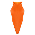 Summer Women Clothing Slim Vest Top Sexy Halter Sleeveless High Slit Bodysuit