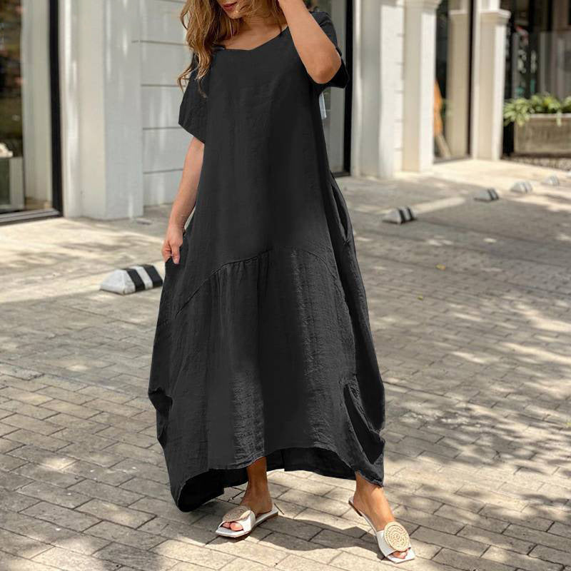 Spring Summer Popular Artistic Loose plus Size Cotton Linen Dress