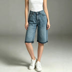 Retro Washed Loose Straight Spring Summer Women Denim Shorts