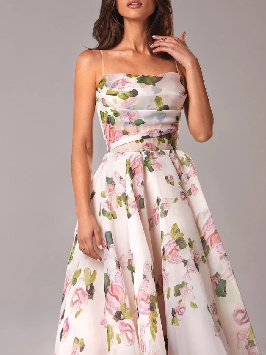 Women's Printed Strapless Maxi Dress