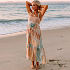Women's Seaside Beach Vacation Spaghetti Strap Maxi Dress