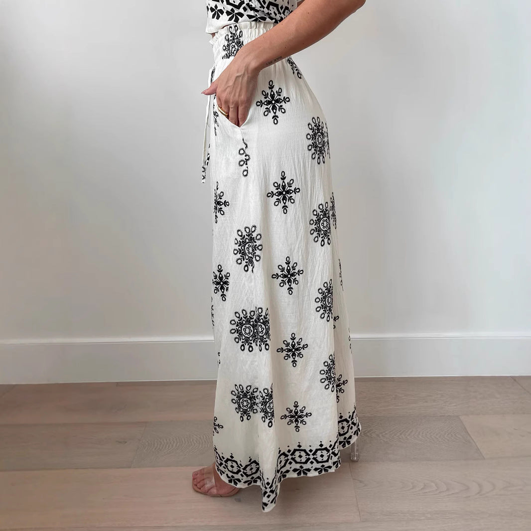 Women's Print Sling Wide Leg Top