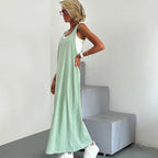 Loose Casual Suspender Top Maxi Dress Home Wear Two Piece Set Knit Breathable Comfortable Nightdress