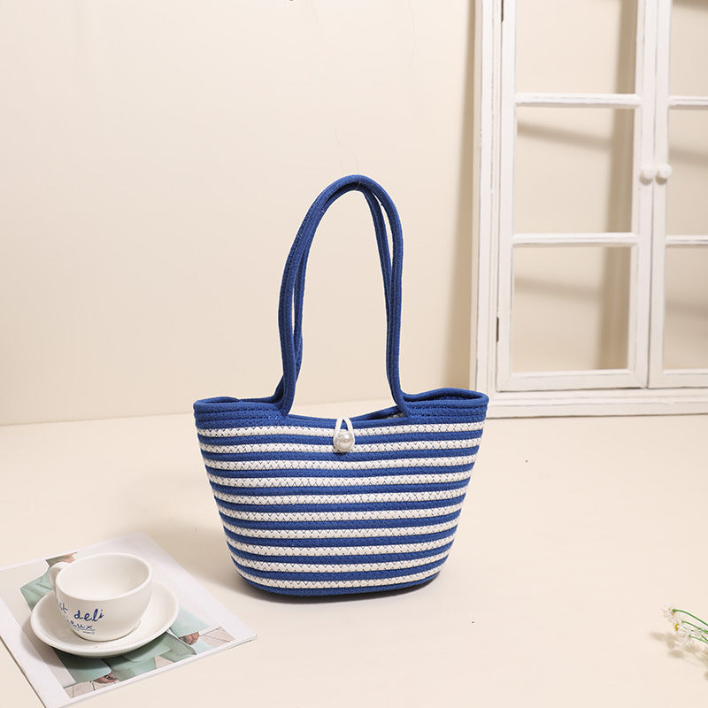 Cotton Thread Pearl Stripe Blue