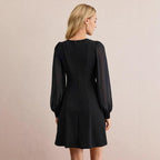 Women's Slim Fit Long Sleeve Button Detail Dress