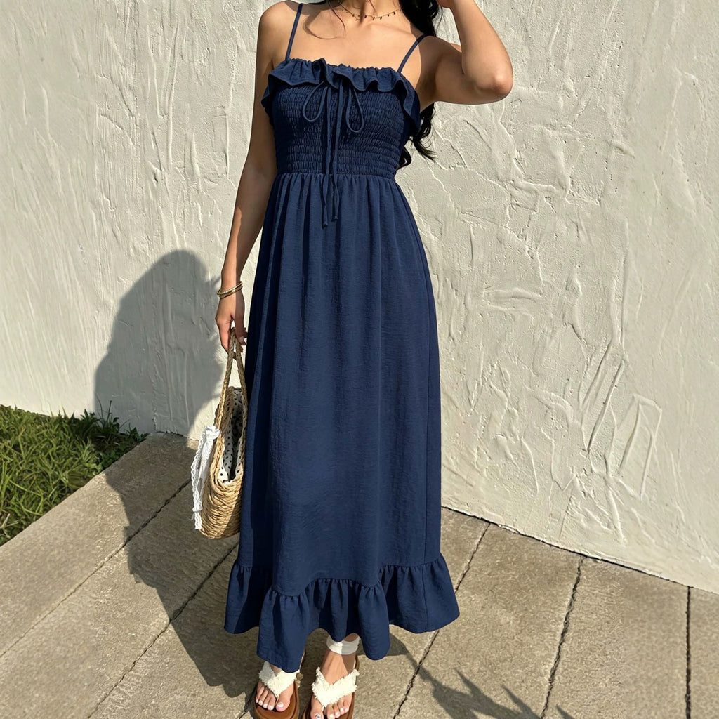 Women's Backless Ruffled Dress