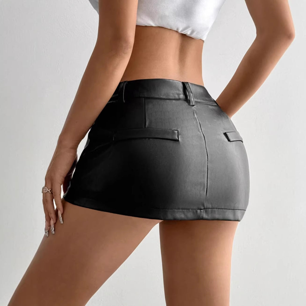 Black Faux Leather Sheath Shorts