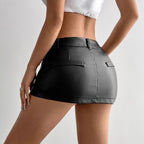 Black Faux Leather Sheath Shorts