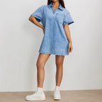 Polo Collar Loose Denim Dress