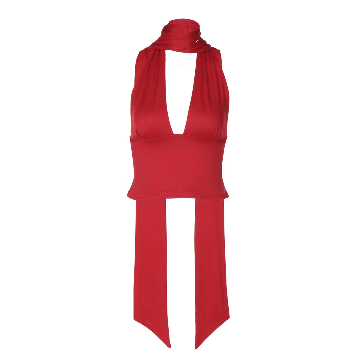 Women’s Scarf Strap Backless Halter Top