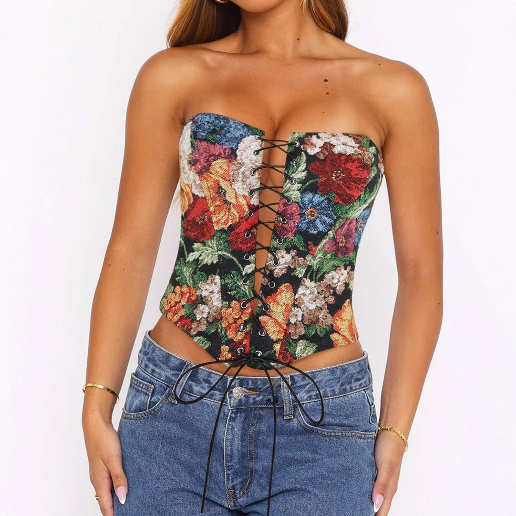 Women's Tube Top Strap Vest Irregular Asymmetric Short Cropped Outfit