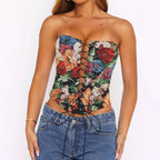 Women's Tube Top Strap Vest Irregular Asymmetric Short Cropped Outfit