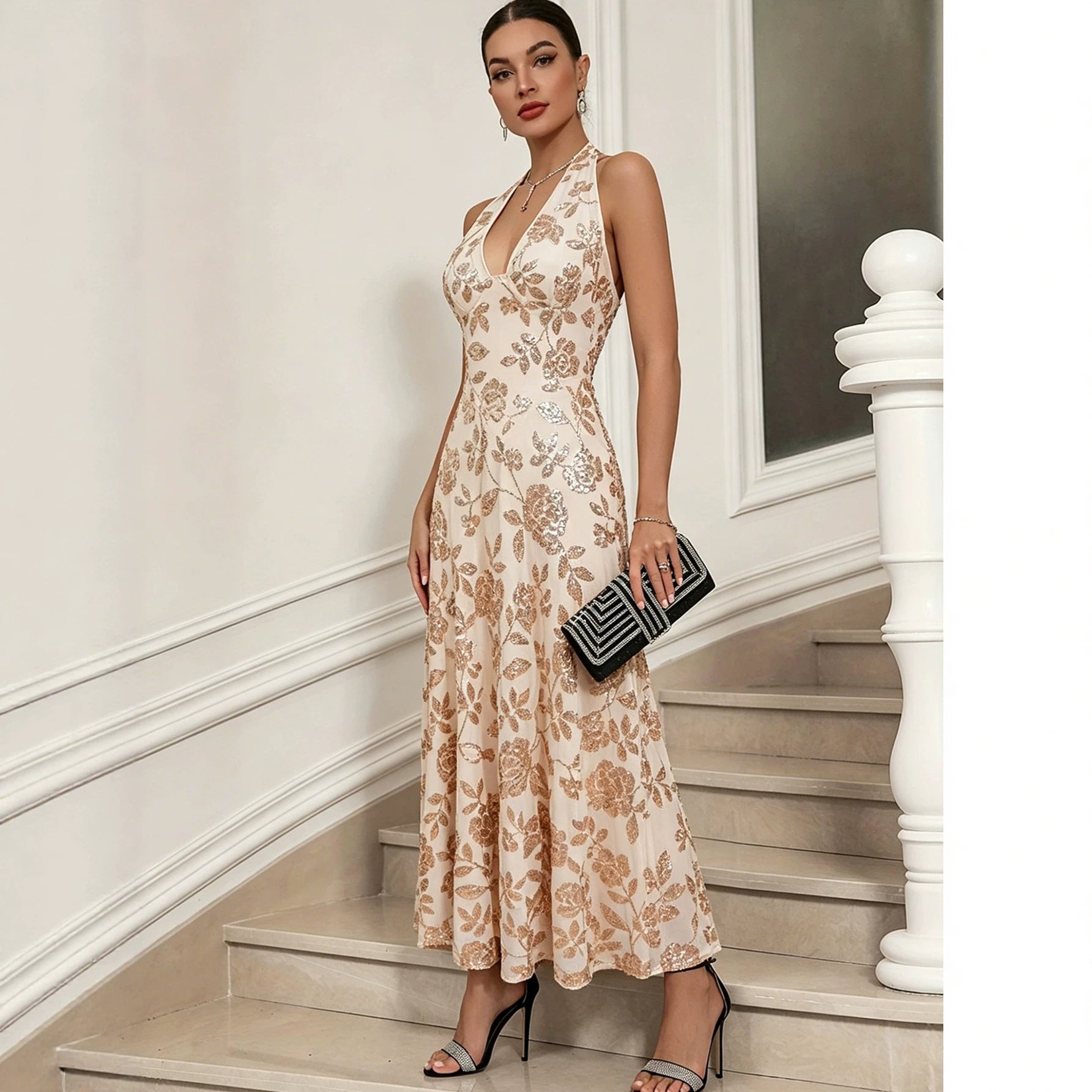 Women's Lace Backless Dress