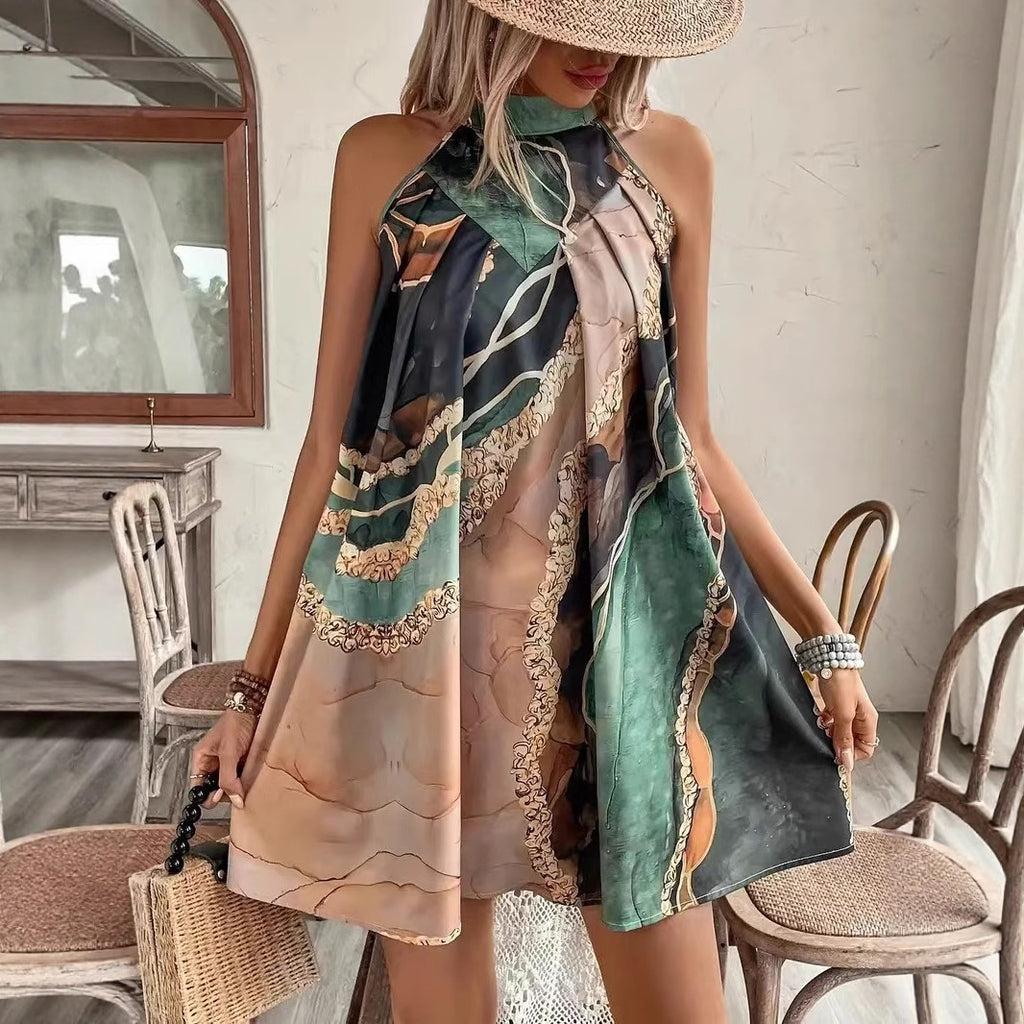 Spring Striped Printed Mini Dress