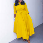 Women's Solid Color Large Swing Lace Up Dress