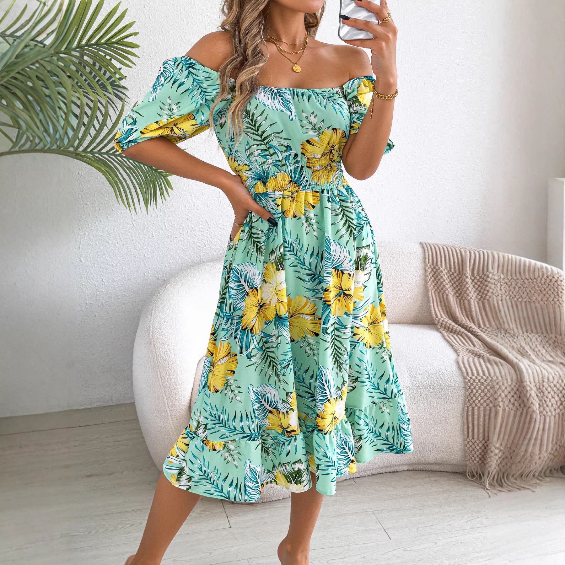 Women's Floral Ruffled Dress