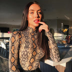 Snakeskin Print Long Sleeve Bodysuit