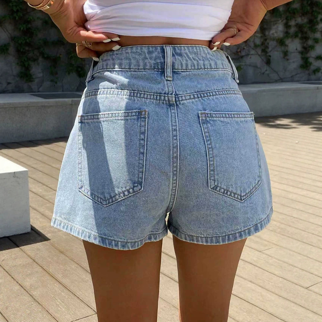 Simple Denim Shorts Washed Women Denim Shorts