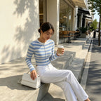Women's Striped Zip-Up Cardigan