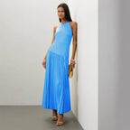 Women's Pleated Cloth Halter Dress