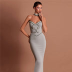 Women's Rhinestone Strapless Bandage Party Dress